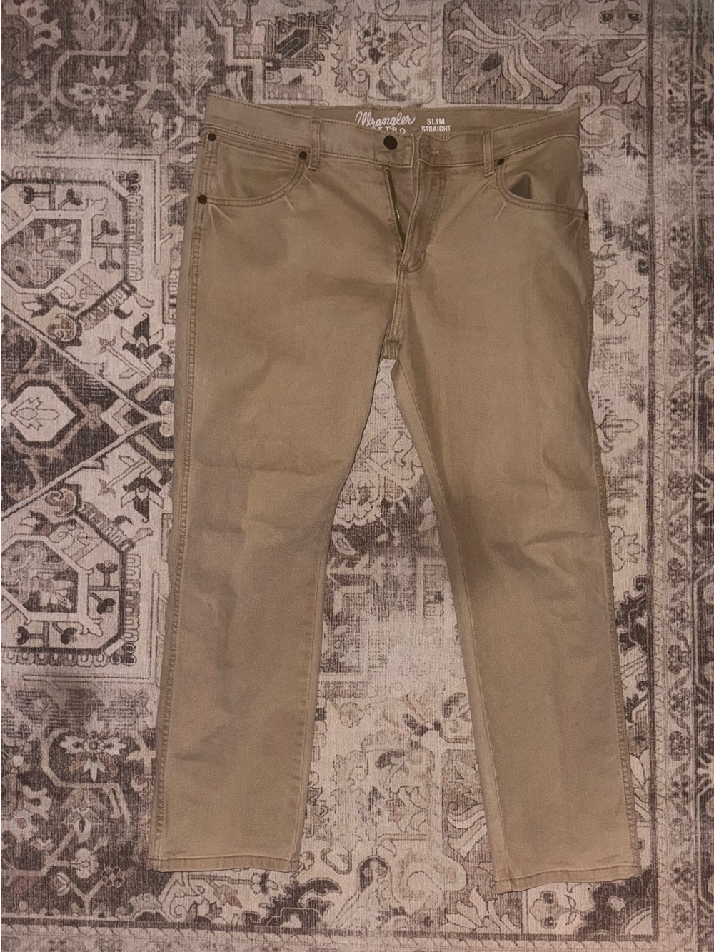 Slim Straight Men’s Jeans. Wrangler stretch denim comfort.
